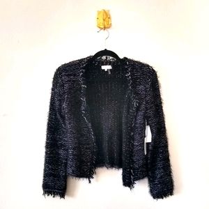 \\ Wool Blend Soft Fuzzy Black/White Sweater/Blazer NWT